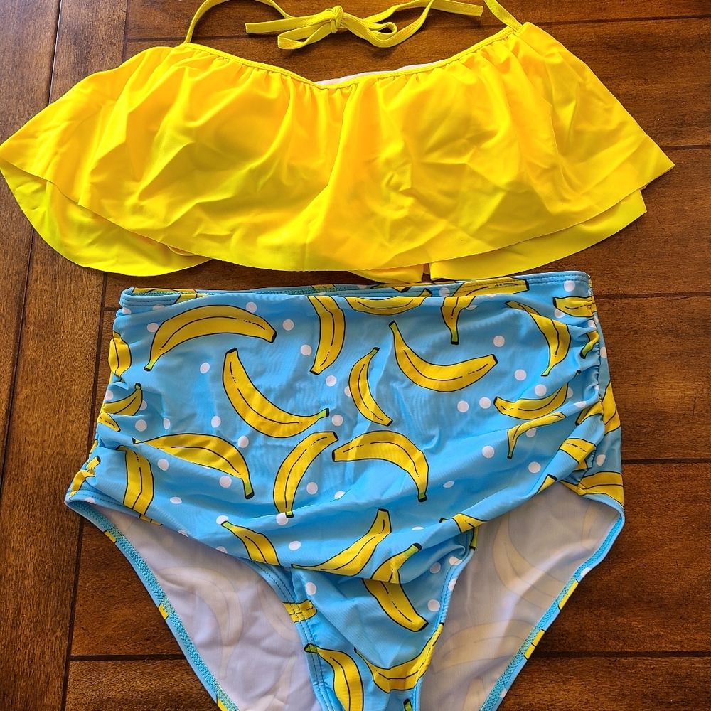 Banana Print High Waisted 2 Piece